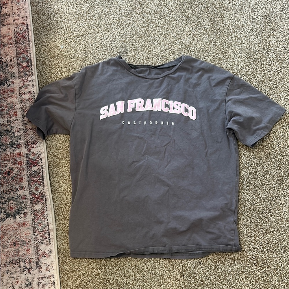 SHEIN Gray Short Sleeve Tee San Francisco Print